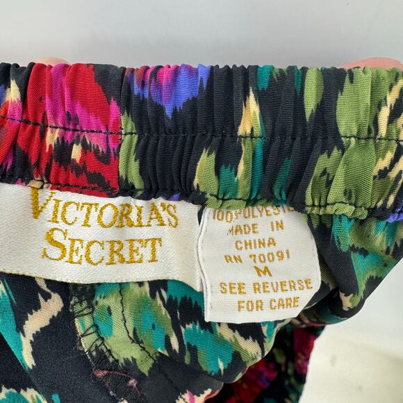 VTG Victoria's Secret Gold Label Satin Pajama Pants M Dark Floral Whimsigoth - Picture 5 of 5